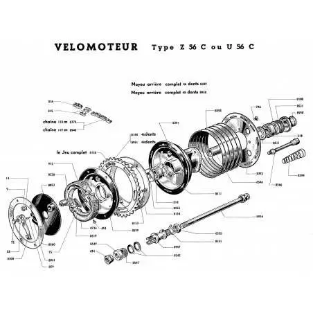 False knurled nut axis Motobécane series Z - 2