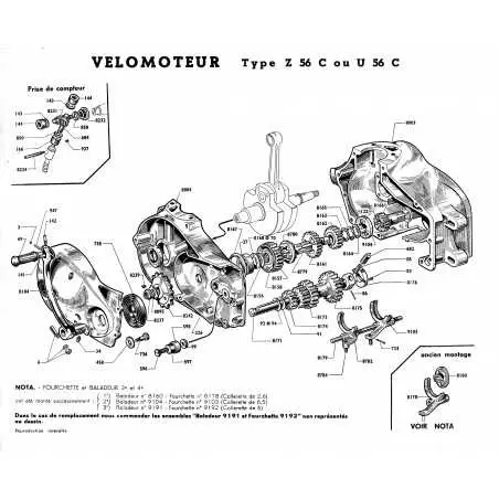 Fourchette de boîte de vitesse Motobécane Z culbuté (1ère et 2nde) - 3