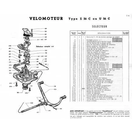 Plaque porte cliquet de sélecteur Motobécane 125 et 175cm³ séries Z - 2