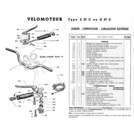 Axe de levier de guidon Amac pour Motobécane Z - 2